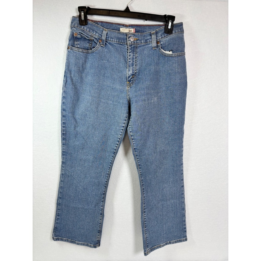 Levis 550 Relaxed Boot Cut Jeans Womens 14S Medium Wash Blue Denim Stretch